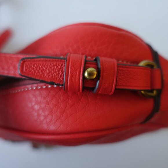 J. Crew Signet Crossbody camera Leather Bag Purse in Italian Leather Red - Picture 6 of 14